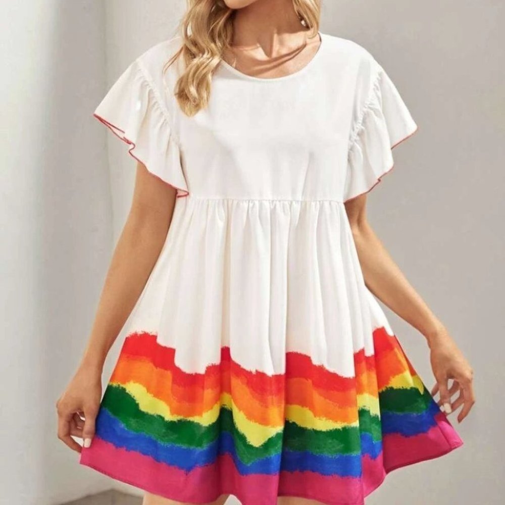 Rainbow Smock Mini Dress - Picture 2 of 5